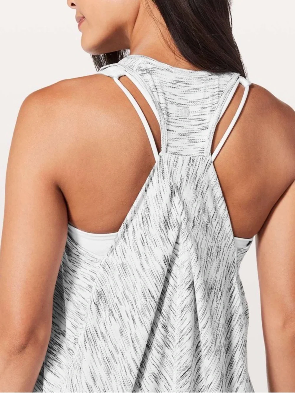 Heathered White & Black Racerback Tank Top